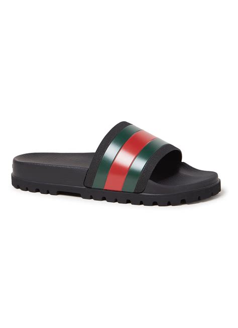 Gucci Slipper met Web detail • Zwart • de Bijenkorf.